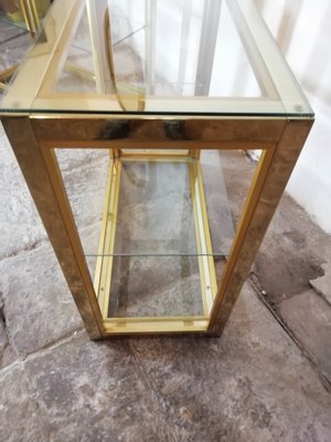 Italian Side Tables in Glass and Brass by Renato Zevi, 1960s, Set of 2-HNE-1420322