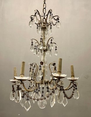 Italian Silver Crystal Chandelier, 1940s-JJC-1335476