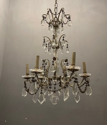 Italian Silver Crystal Chandelier, 1940s-JJC-1335476