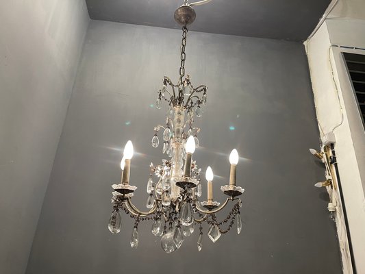 Italian Silver Crystal Chandelier, 1940s-JJC-1335476