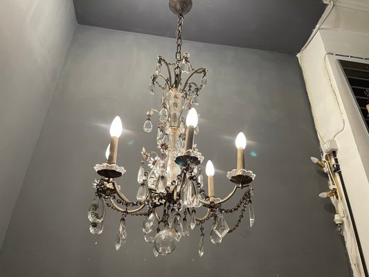 Italian Silver Crystal Chandelier, 1940s-JJC-1335476