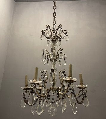 Italian Silver Crystal Chandelier, 1940s-JJC-1335476