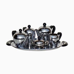 Italian Silver Metal Tea and Coffee Set by Bombè Carlo Alessi, 1945, Set of 6-KGD-1298511