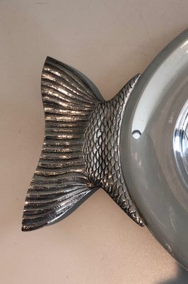 Italian Silver Metal Trays in Fish Shape, 1970s-BA-1394263