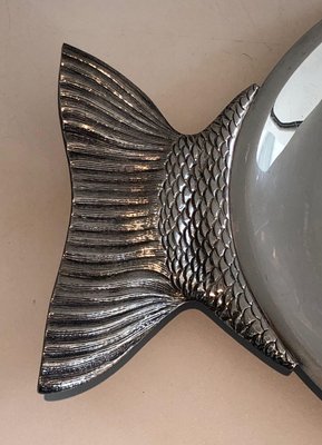 Italian Silver Metal Trays in Fish Shape, 1970s-BA-1394263