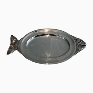 Italian Silver Metal Trays in Fish Shape, 1970s-BA-1394263