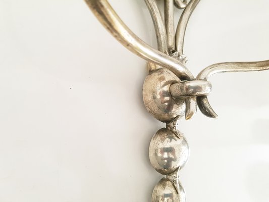 Italian Silver-Plated Brass Sconces, 1930s, Set of 2-RD-1754368