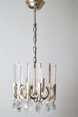 Italian Silver Plated Chandelier in Crystal by Gaetano Sciolari, 1970-ESB-1376626