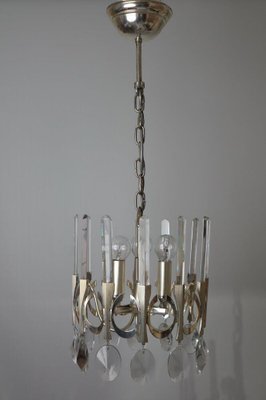 Italian Silver Plated Chandelier in Crystal by Gaetano Sciolari, 1970-ESB-1376626