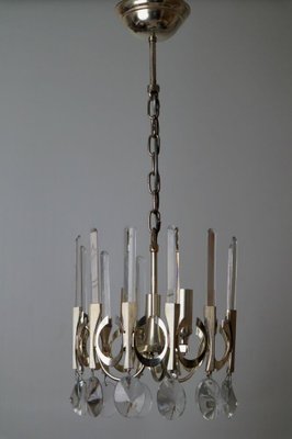 Italian Silver Plated Chandelier in Crystal by Gaetano Sciolari, 1970-ESB-1376626