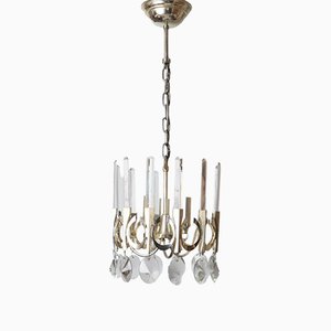 Italian Silver Plated Chandelier in Crystal by Gaetano Sciolari, 1970-ESB-1376626