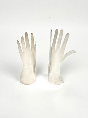 Italian Silvered Metal Hands by Gio Ponti for Sabattini, 1978, Set of 2-LYQ-1195203