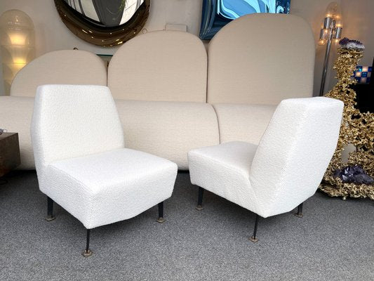 Italian Slipper Chairs with Bouclé Fabric by Studio Apa for Lenzi, 1960s, Set of 2-FUE-1004578