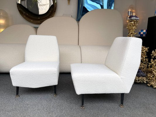 Italian Slipper Chairs with Bouclé Fabric by Studio Apa for Lenzi, 1960s, Set of 2-FUE-1004578