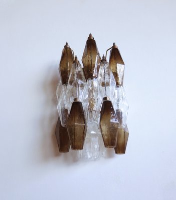 Italian Smoked and Trasparent Murano Glass Wall Sconces from Poliedri, 1990s, Set of 2-FHZ-1818541