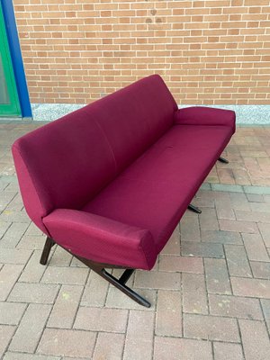 Italian Sofa in Bordeaux Fabric, 1960s-JHL-1347860