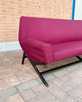 Italian Sofa in Bordeaux Fabric, 1960s-JHL-1347860