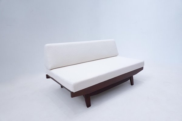 Italian Sofa in White Bouclé and Wood, 1960s-FGA-1419092