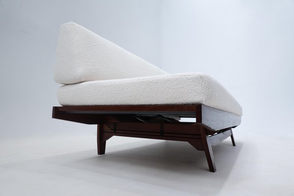 Italian Sofa in White Bouclé and Wood, 1960s-FGA-1419092