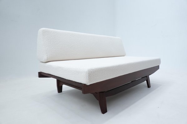 Italian Sofa in White Bouclé and Wood, 1960s-FGA-1419092