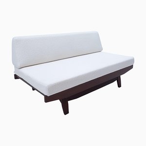 Italian Sofa in White Bouclé and Wood, 1960s-FGA-1419092