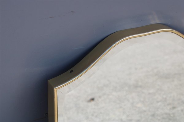 Italian Solid Brass Mirror, 1950s-EH-1374820