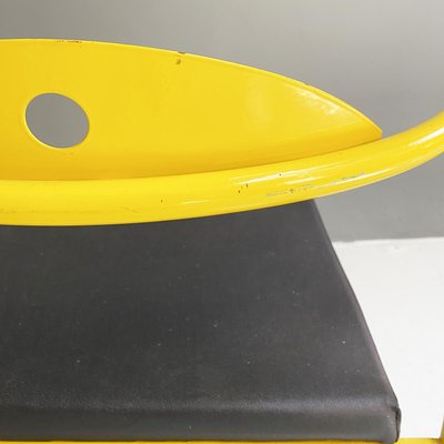 Italian Space Age Chair in Black Leather and Yellow Metal, 1970s-GDD-1382544