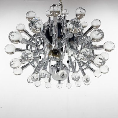 Italian Space Age Chrome and Crystal Glass Chandelier, 1970s-TZ-1752837