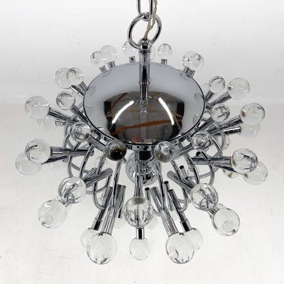 Italian Space Age Chrome and Crystal Glass Chandelier, 1970s-TZ-1752837