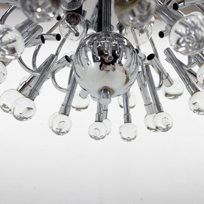 Italian Space Age Chrome and Crystal Glass Chandelier, 1970s-TZ-1752837