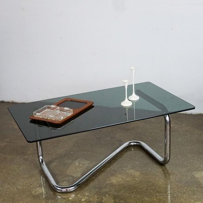 Italian Space Age Chrome and Smoked Glass Coffee Table by Giotto Stoppino, 1970s-MH-2022325