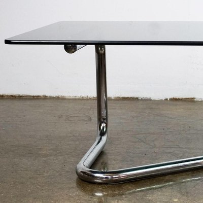 Italian Space Age Chrome and Smoked Glass Coffee Table by Giotto Stoppino, 1970s-MH-2022325