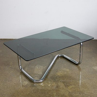 Italian Space Age Chrome and Smoked Glass Coffee Table by Giotto Stoppino, 1970s-MH-2022325