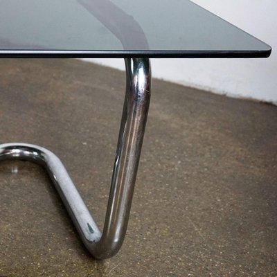 Italian Space Age Chrome and Smoked Glass Coffee Table by Giotto Stoppino, 1970s-MH-2022325