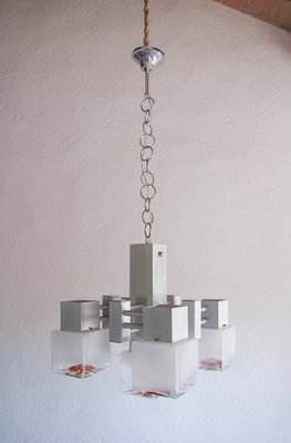 Italian Space Age Cubic Chandelier by Gaetano Sciolari for Mazzega, 1970s-MTX-998245