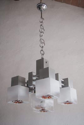 Italian Space Age Cubic Chandelier by Gaetano Sciolari for Mazzega, 1970s-MTX-998245