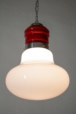 Italian Space Age Pendant Lamp with Red Murano Glass by Mazzega, 1970s-MTX-951923