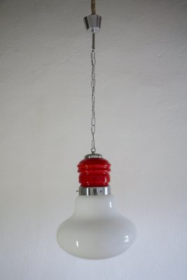 Italian Space Age Pendant Lamp with Red Murano Glass by Mazzega, 1970s-MTX-951923