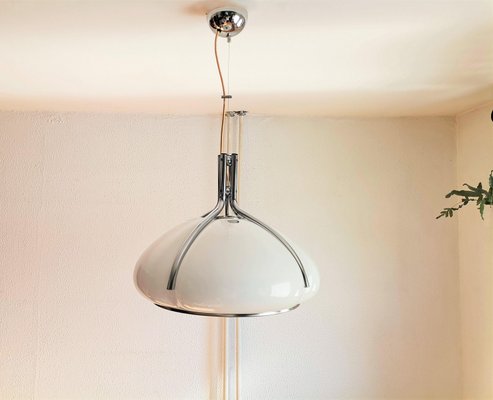 Italian Space Age Quadrifoglio Pendant Lamp in White from Guzzini, 1970s-NKJ-1334533