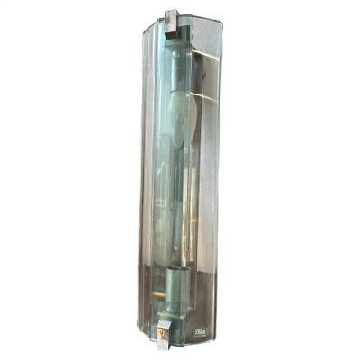 Italian Space Age Rectangular Glass and Chromed Metal Wall Sconce from Veca, 1960s-NMK-1743068