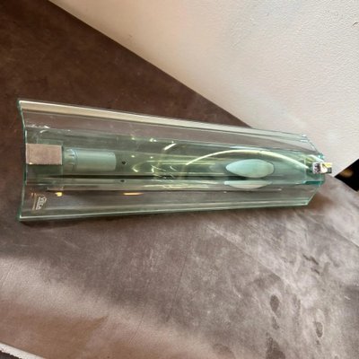 Italian Space Age Rectangular Glass and Chromed Metal Wall Sconce from Veca, 1960s-NMK-1743068