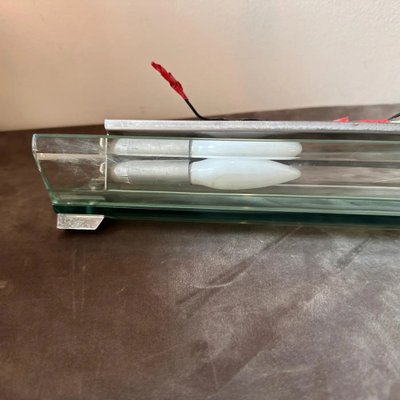 Italian Space Age Rectangular Glass and Chromed Metal Wall Sconce from Veca, 1960s-NMK-1743068