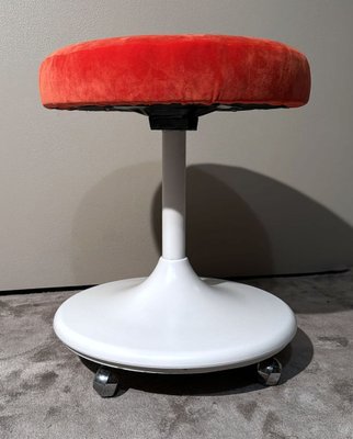 Italian Space Age Stool with Wheels and Swivel Seat, 1970s-QRS-2031403