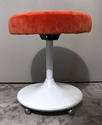 Italian Space Age Stool with Wheels and Swivel Seat, 1970s-QRS-2031403