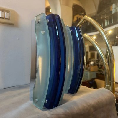 Italian Space Age Wall Sconces in Blue Glass from Veca, 1960s, Set of 2-NMK-1757789