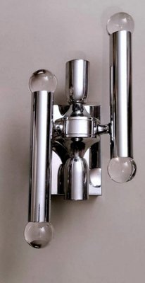 Italian Space Age Wall Sconces in Chrome-Plated Brass, Set of 2-QRS-1353159