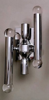 Italian Space Age Wall Sconces in Chrome-Plated Brass, Set of 2-QRS-1353159