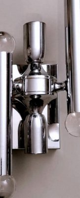 Italian Space Age Wall Sconces in Chrome-Plated Brass, Set of 2-QRS-1353159