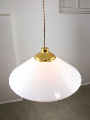 Italian Space Age White Acrylic Glass Saucer Pendant Lamp, 1970s-HGJ-1723231