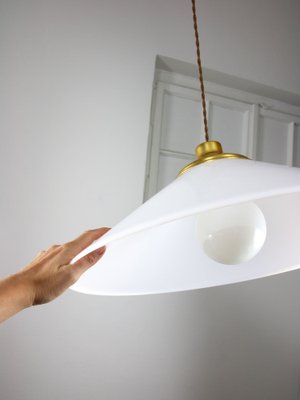 Italian Space Age White Acrylic Glass Saucer Pendant Lamp, 1970s-HGJ-1723231